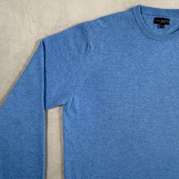 Emi Maglia Sweater Mens Size Medium Blue Wool Cashmere Blend Crewneck - Picture 2 of 12